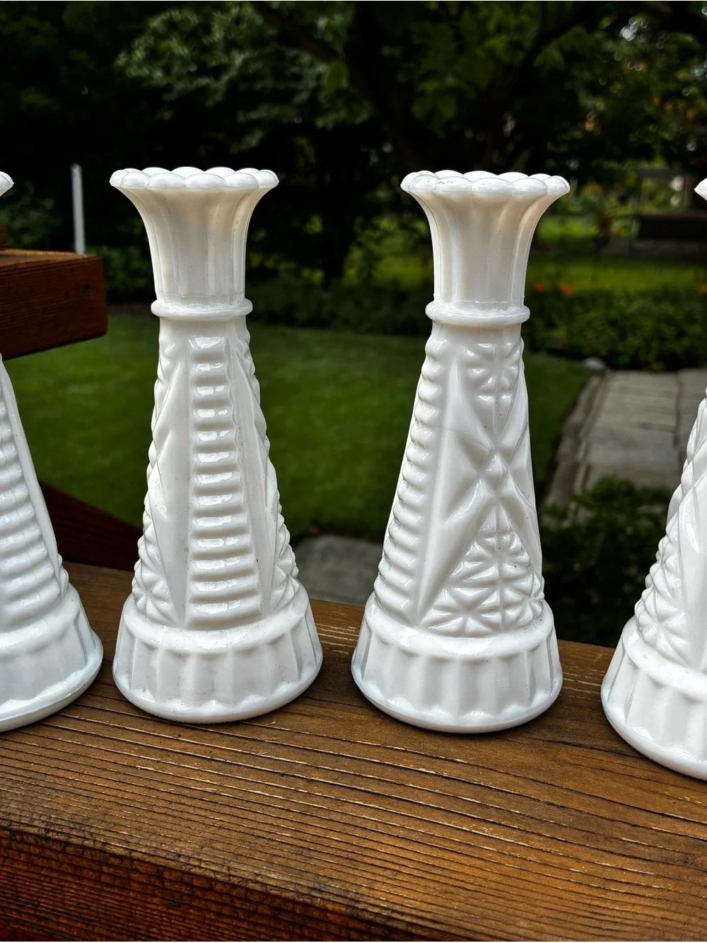 White Decorative Milk Glass Bud Vases )set of 4)